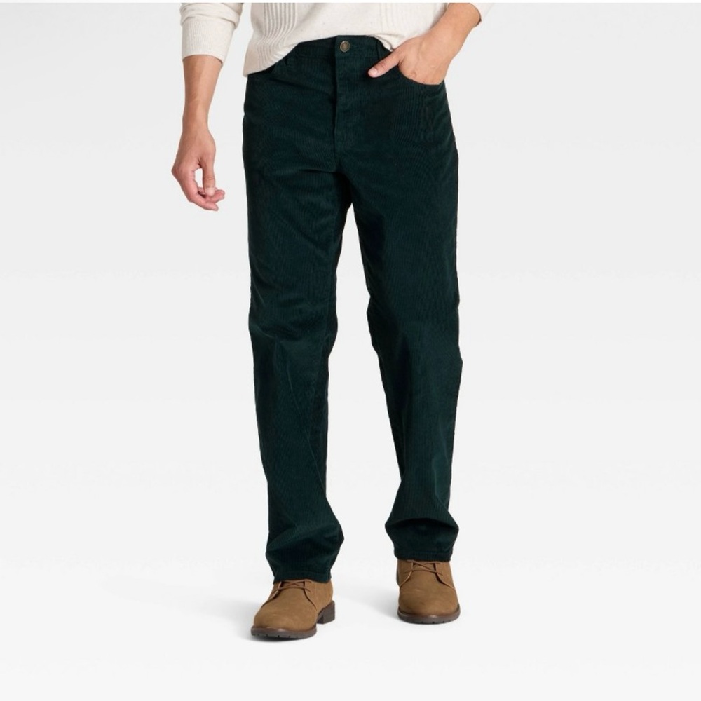 Goodfellow & Co 5 Pocket Straight Fit Corduroy Dark Green Pants 32x30